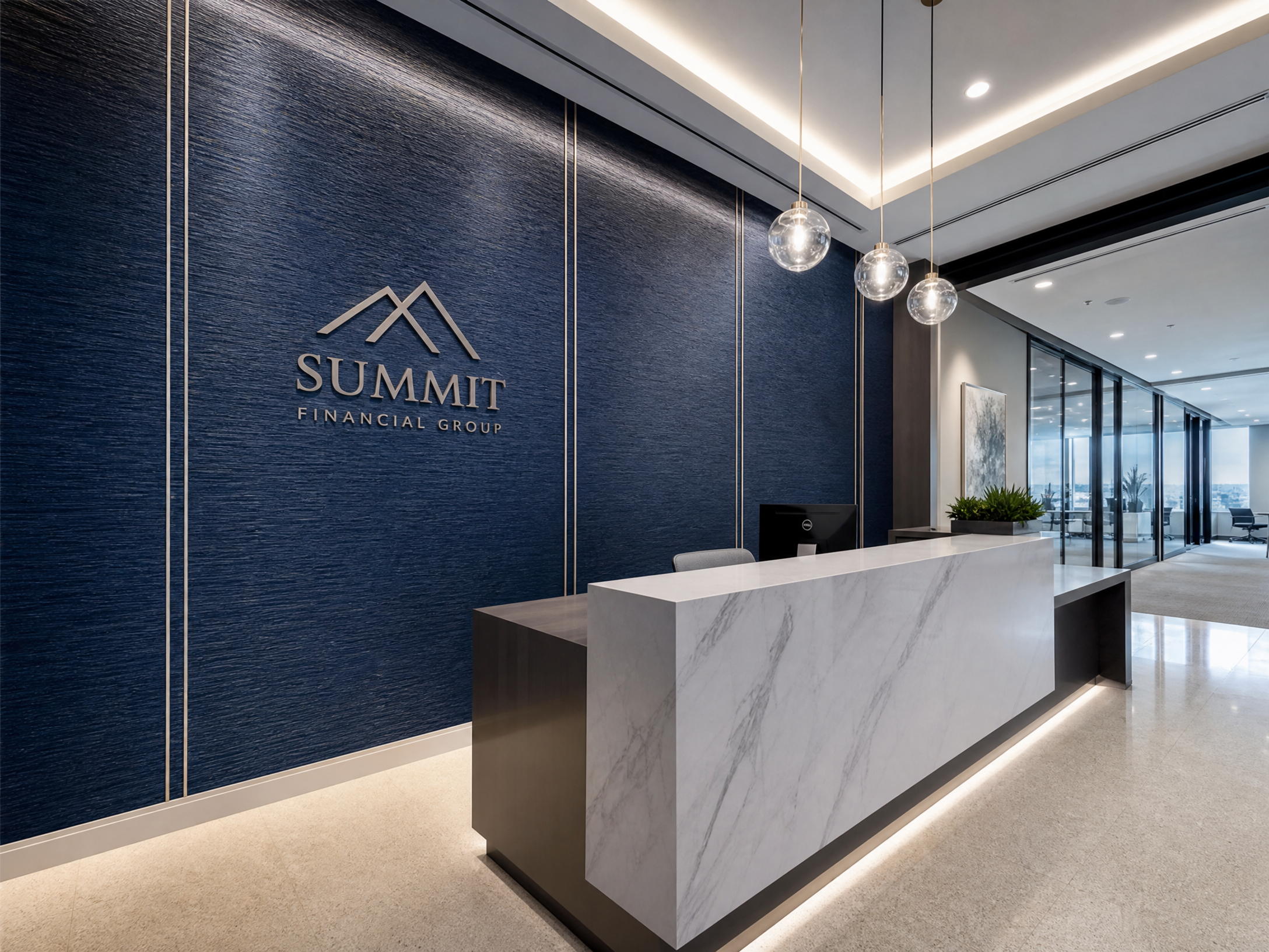 Commercial office lobby wallcovering