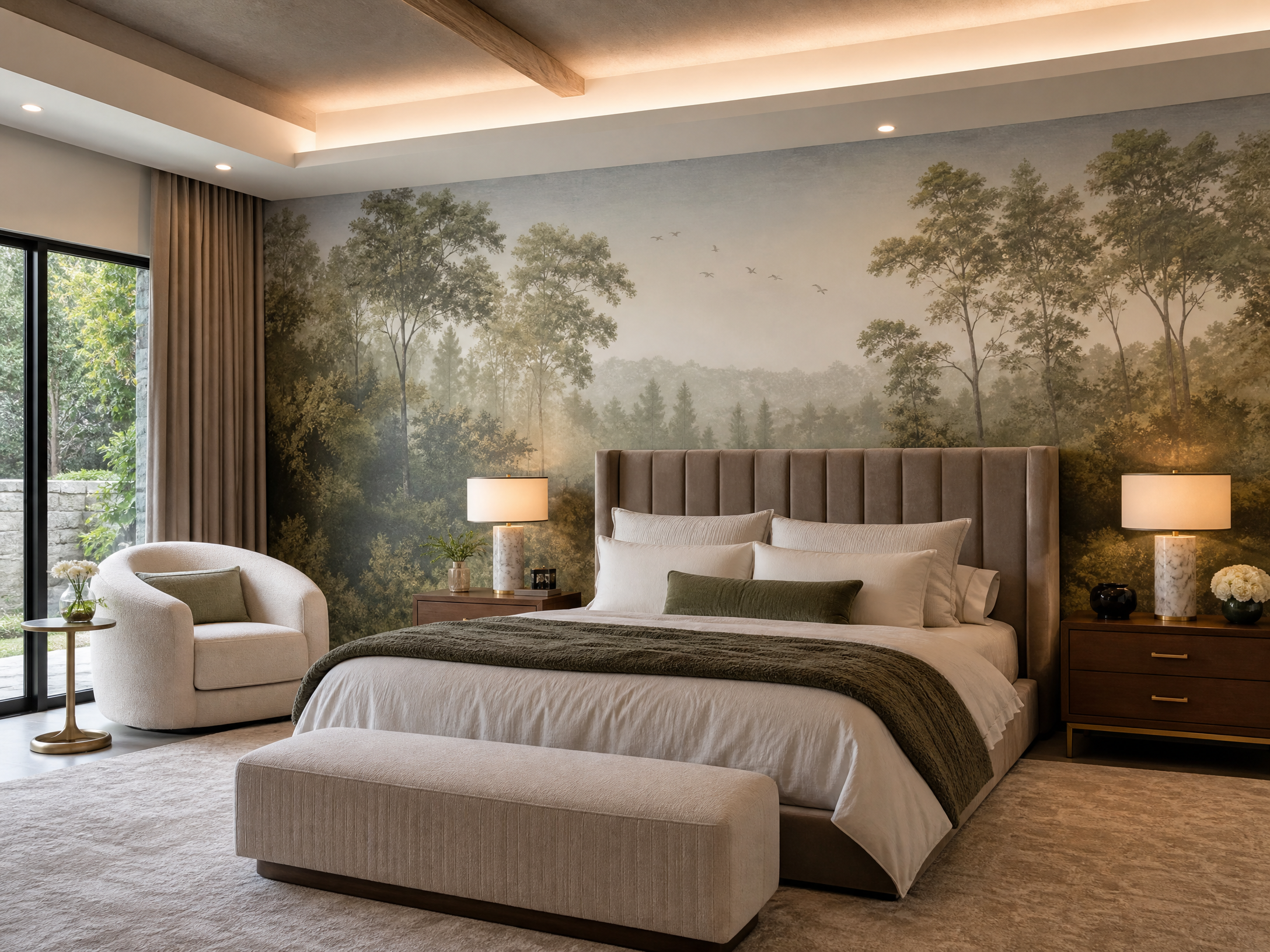 Custom forest mural installation
