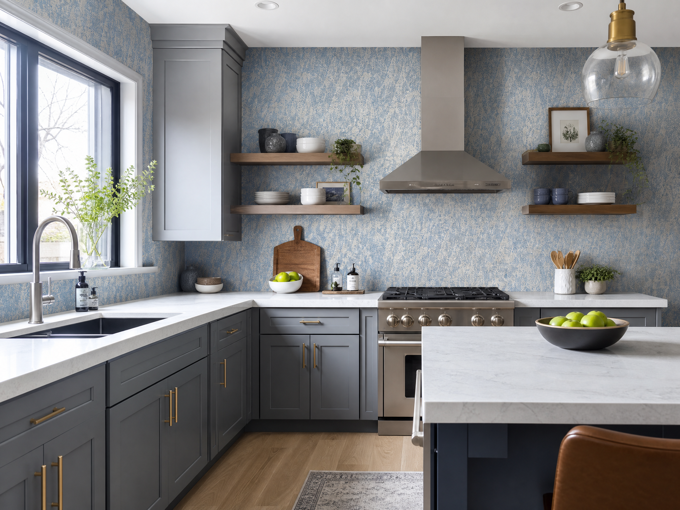 Modern kitchen vinyl wallpaper